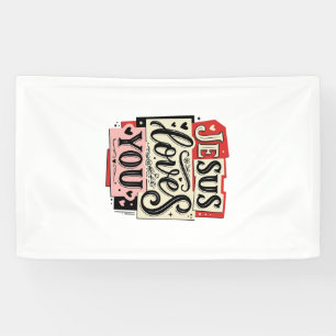 Jesus liebt dich Vintage-Gravur Christliche Typogr Banner