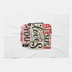 Jesus liebt dich Vintage-Gravur Christliche Typogr Geschirrtuch