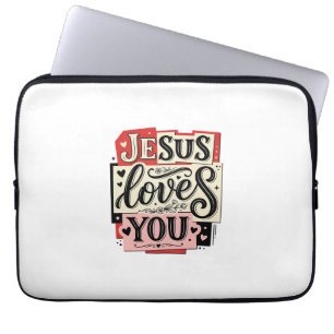 Jesus liebt dich Vintage-Gravur Christliche Typogr Laptopschutzhülle