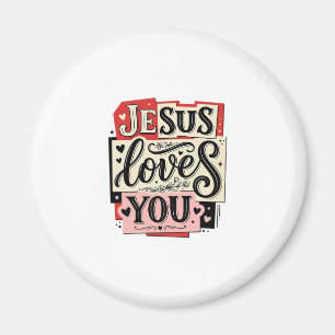 Jesus liebt dich Vintage-Gravur Christliche Typogr Magnet