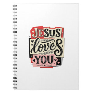 Jesus liebt dich Vintage Gravur Christliche Typogr Notizblock
