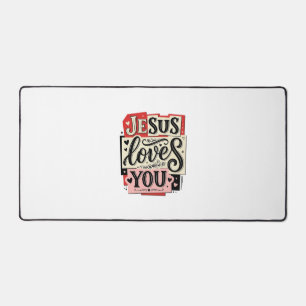 Jesus liebt dich Vintage Gravur Christliche Typogr Schreibtischunterlage