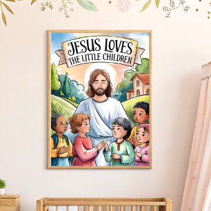 Jesus liebt die kleinen Kinder Kinderzimmer Wandbi Poster