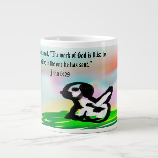 Jesus liebt für immer Jumbo-Tasse (Vorderseite)