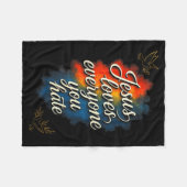 Jesus liebt jeden - Christliche Glaubensbotschaft Fleecedecke (Vorderseite (Horizontal))