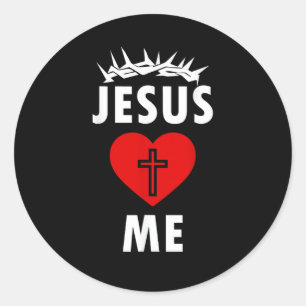 Jesus liebt mich christlich religiös runder aufkleber