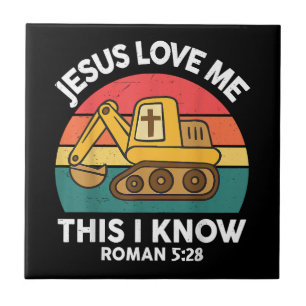 Jesus liebt mich, das weiß ich Bagger Christlich Fliese