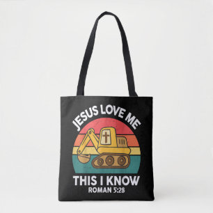 Jesus liebt mich, das weiß ich Bagger Christlich Tasche