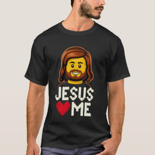 Jesus liebt mich Erbauer Bausteine Blöcke Chri T-Shirt
