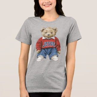 Jesus liebt mich, Teddybär Tri-Blend Shirt