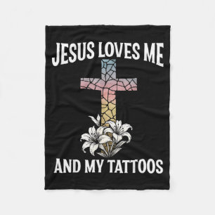 Jesus liebt mich und meine Tattoos _1 Fleecedecke