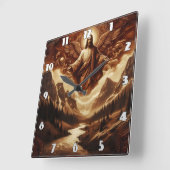 Jesus liegt umgeben von Engeln in der Bergwelt Quadratische Wanduhr (Winkel)