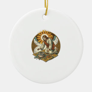 Jesus ließ den Geburtstagskuchen mit dem Gesicht n Keramik Ornament