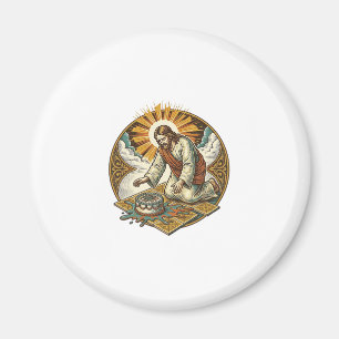 Jesus ließ den Geburtstagskuchen mit dem Gesicht n Magnet