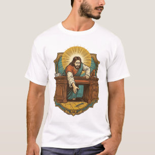 Jesus ließ den Stift hinter dem schweren Schreibti T-Shirt