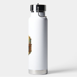 Jesus ließ den Stift hinter dem schweren Schreibti Trinkflasche