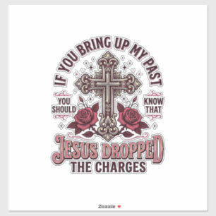 Jesus ließ die Anklage fallen Vintage Kreuz Shirt Aufkleber