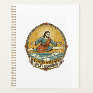 Jesus ließ feuchte Seife auf dem Badezimmerboden r Planer