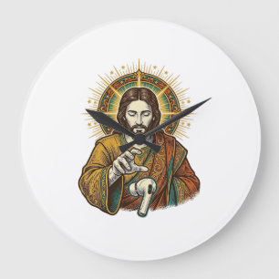 Jesus ließ kabelloses Earbud unter Schreibtisch Te Große Wanduhr
