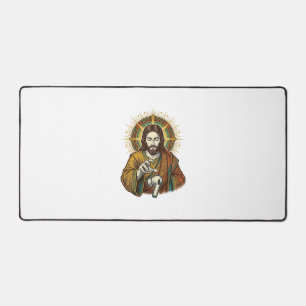 Jesus ließ kabelloses Earbud unter Schreibtisch Te Schreibtischunterlage