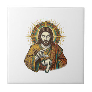 Jesus ließ kabelloses Ohrhörer unter Schreibtisch Fliese
