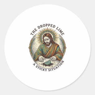 Jesus ließ Limettenscheibe schmutzigen Boden Tequi Runder Aufkleber
