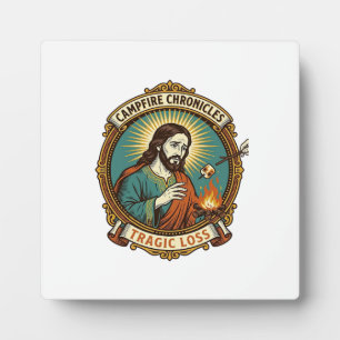 Jesus ließ Marshmallow Lagerfeuer Party Fail Humor Fotoplatte
