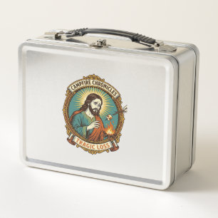 Jesus ließ Marshmallow Lagerfeuer Party Fail Humor Metall Brotdose