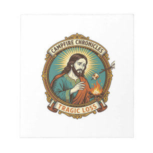Jesus ließ Marshmallow Lagerfeuer Party Fail Humor Notizblock