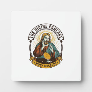 Jesus ließ perfekten Pfannkuchen fallen, der das W Fotoplatte