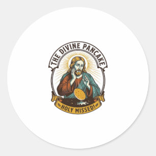 Jesus ließ perfekten Pfannkuchen fallen, der das W Runder Aufkleber