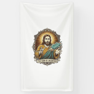 Jesus ließ rutschige Seife Dusche ungeschickt Bade Banner