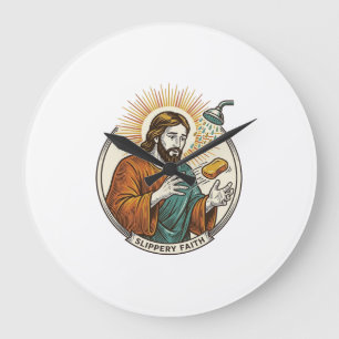 Jesus ließ rutschige Seife Duschwanne Ungeschickt  Große Wanduhr