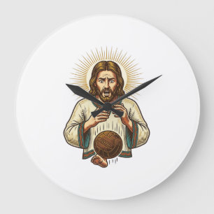 Jesus ließ schweren Medizinball fallen Zeh Schmerz Große Wanduhr