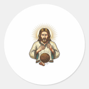 Jesus ließ schweren Medizinball fallen Zeh Schmerz Runder Aufkleber