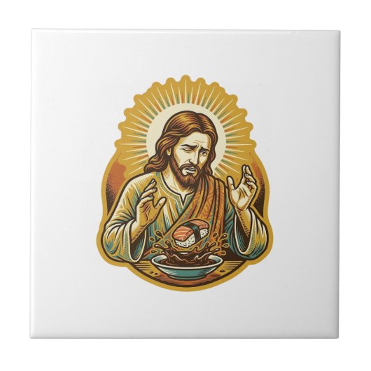 Jesus ließ Sushi in Sojasauce fallen Spritzer Esse Fliese (Vorderseite)