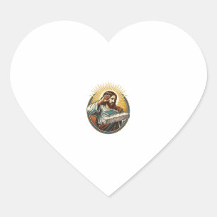 Jesus ließ Telefon Gesicht flach Beton Panik Bilds Herz-Aufkleber