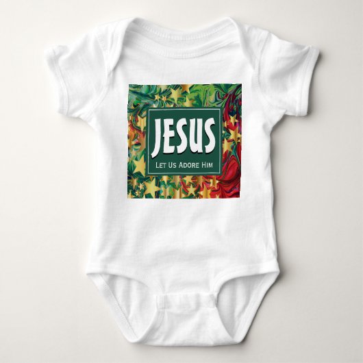 JESUS Ließ uns Adore Ihm Weihnachten Baby Strampler (Vorderseite)
