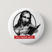 Jesus liest verbotene Bücher Button (Vorderseite)