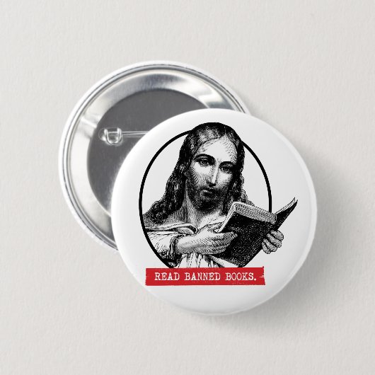 Jesus liest verbotene Bücher Button (Vorne & Hinten)