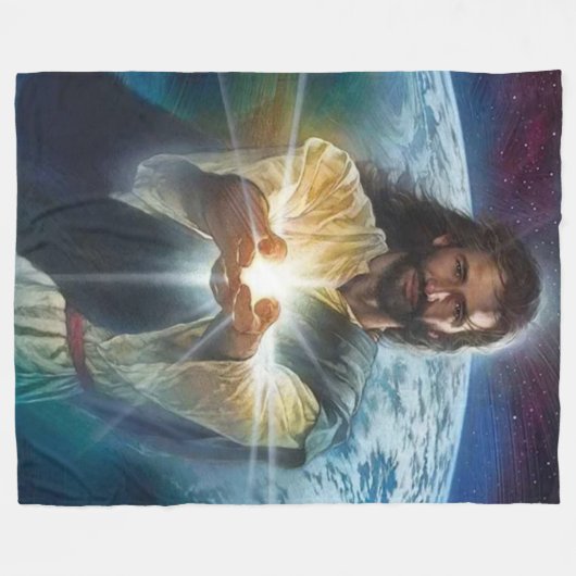 JESUS LIGHT IN HÄNDEN FLEECEDECKE (Vorderseite (Horizontal))
