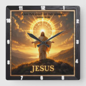 Jesus Light World Mountain Halo Lord Quadratische Wanduhr (Vorderseite)