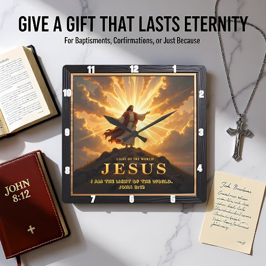 Jesus Light World Mountain Triumphant Lord Quadratische Wanduhr