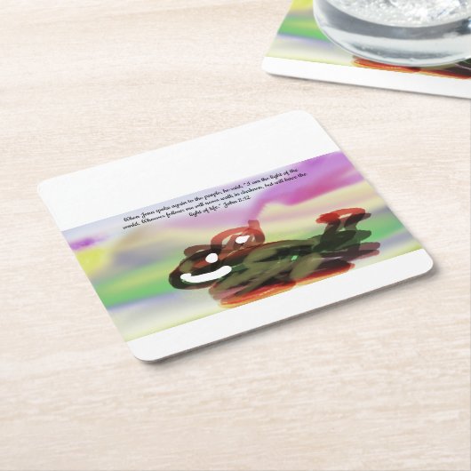 jesus light world rechteckiger pappuntersetzer (angewinkelt)