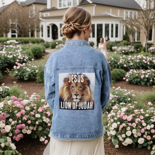 JESUS LION OF JUDAH Denim jean Jacket Jeansjacke (Hochzeit Rückseite)