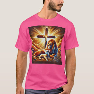 Jesus Lion und Lamb Bibelkreuz Christliche Kunst T-Shirt