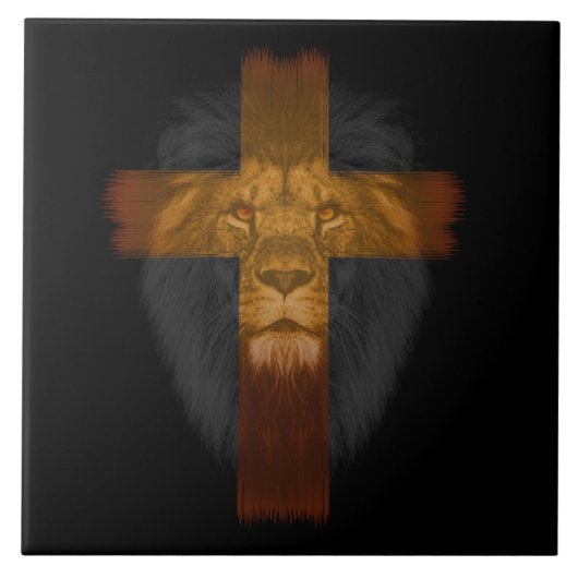 Jesus Lion von Juda Keramik Tile Fliese (Vorderseite)