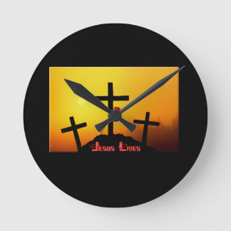 JESUS LIVES CLOCK RUNDE WANDUHR