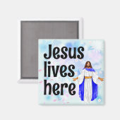 Jesus lives here magnet (Vorderseite/Rückseite)