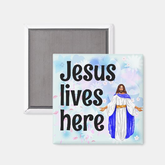 Jesus lives here magnet (Vorderseite/Rückseite)